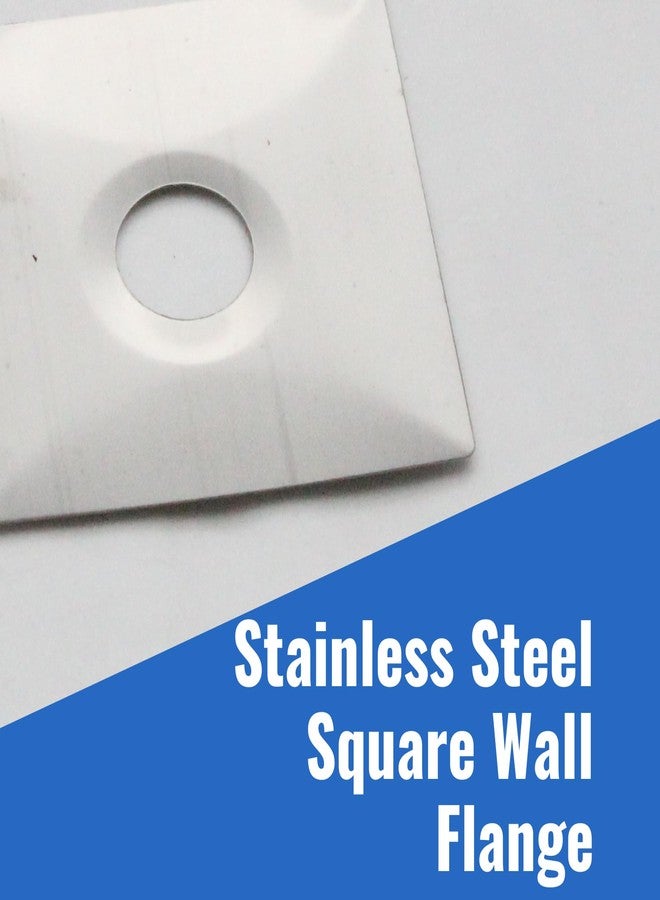 NEW WARE شفة جدارية مربعة من الفولاذ المقاوم للصدأ 3 × 3 بوصة | غطاء صنبور ودش 20 مم | شفة حمام ومطبخ بطلاء كروم (عبوة من 6 قطع) - Image 4